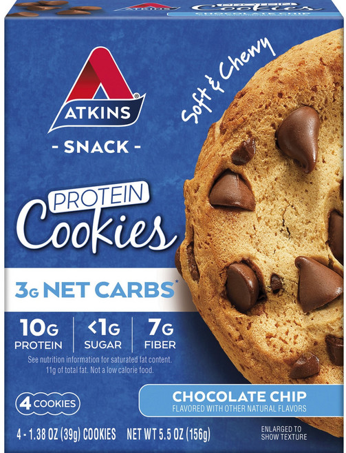 ATKINS 高蛋白巧克力餅乾 4包入, 1盒, 156g