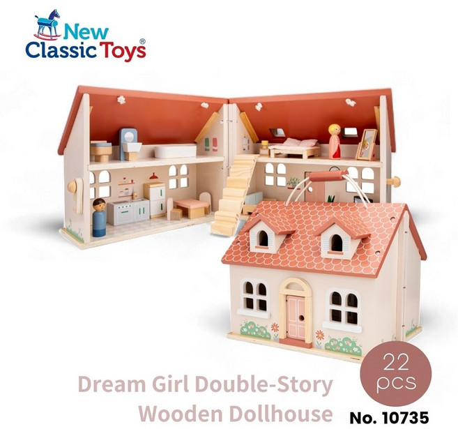 New Classic Toys 夢幻女孩雙層木製娃娃屋, 詳見包裝
