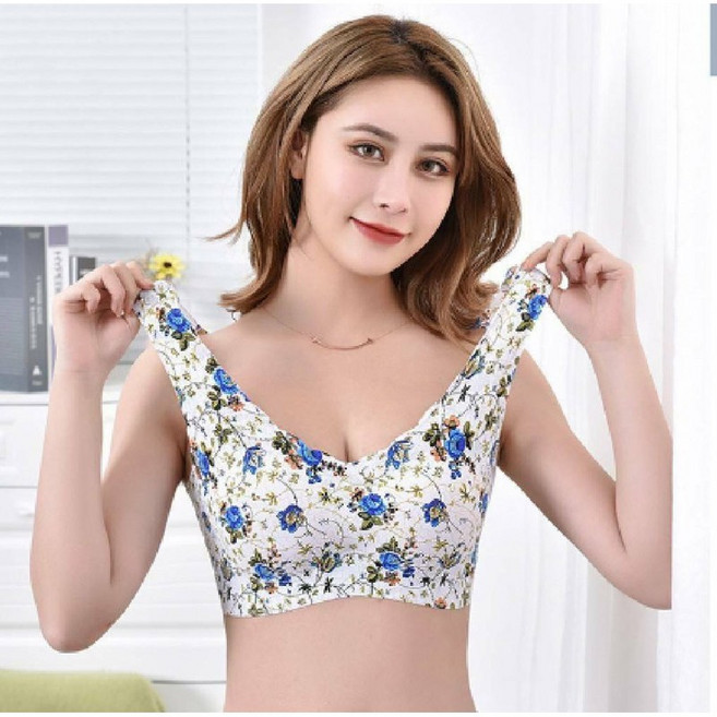 冰絲無痕印花無鋼圈內衣 涼感親膚 加大尺碼