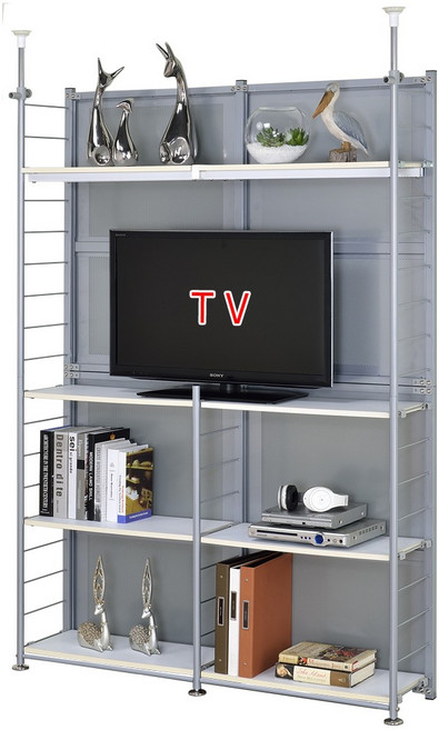 巴塞隆納 S120TV 伸縮屏風電視置物架 131公分寬 高度可調 多層收納隔間櫃, +增高器2支,神秘紫