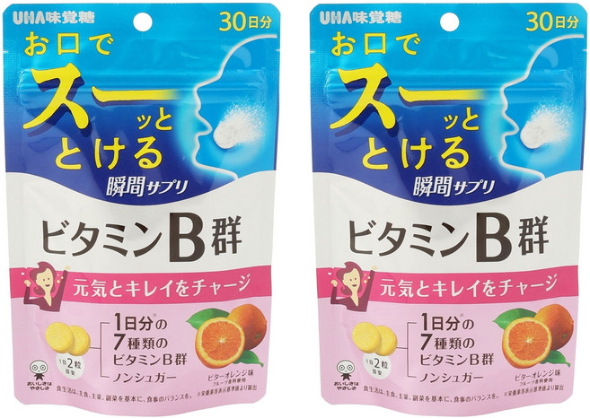 UHA 味覺糖 維他命B群錠 橘子味, 60顆, 2包