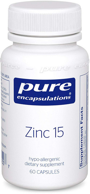 Pure Encapsulations 無麩質鋅補充膠囊 15mg, 60顆, 1罐