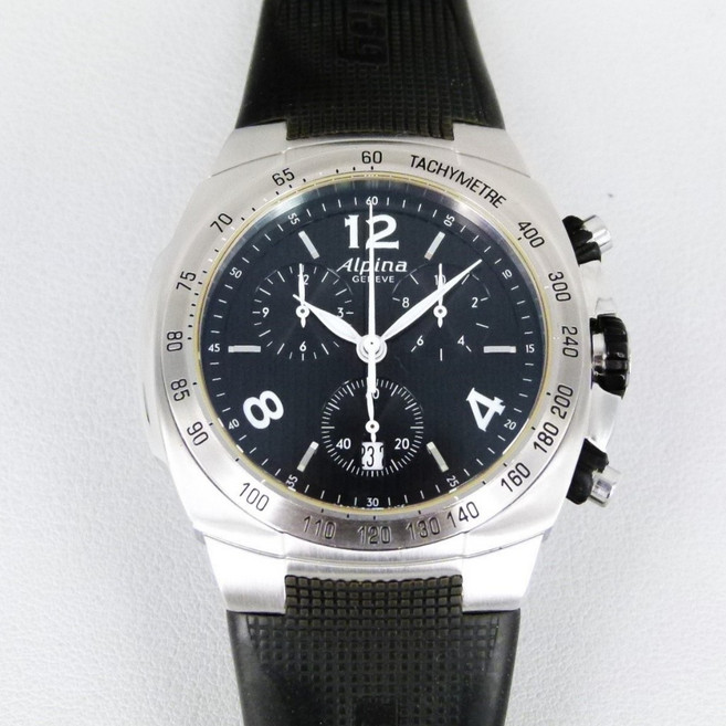 Alpina阿帕納(43mm)三環計時石英腕錶 時間迴廊經典設計 盒單齊全