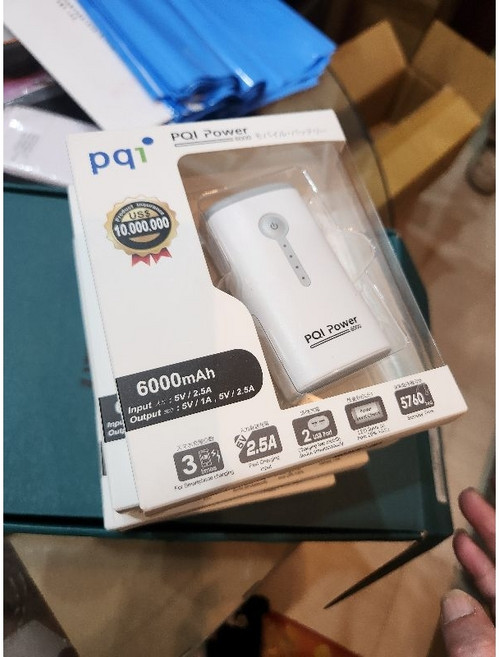 pqi 6000mAh 單孔Micro-A輸入 雙孔USB-A輸出 行動電源, PB-119, 白