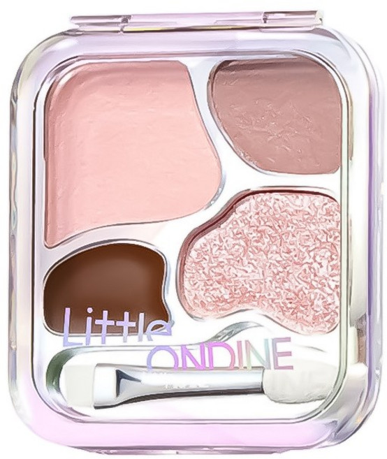 LITTLE ONDINE小奧汀愛豆四色卧蠶粉盤 自然立體 持久顯色 新手友善, 1個, 02 心動裸粉