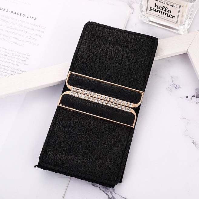 JIFU 鉅釜皮件 韓版金屬鑲鑽寬版彈性腰封 黑色