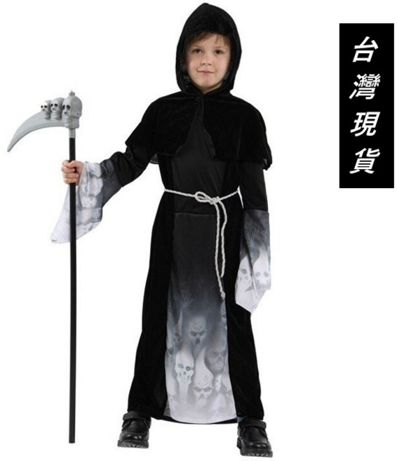 瘋狂派對 萬聖節惡魔死神骷髏兒童變裝服, M號