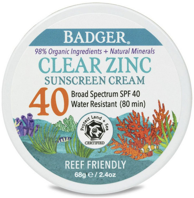 BADGER CLEAR ZINC防水防曬霜 SPF 40, 1盒, 68g