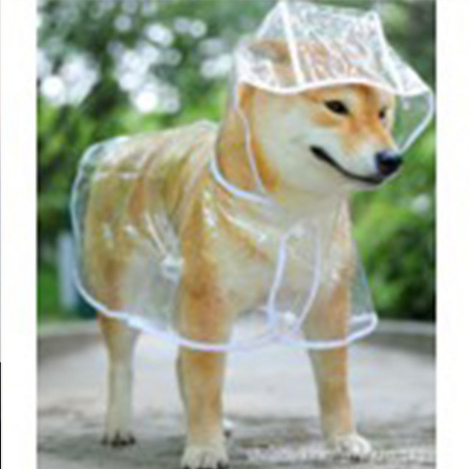 中大型犬用連帽寵物雨衣, 透明, 1個