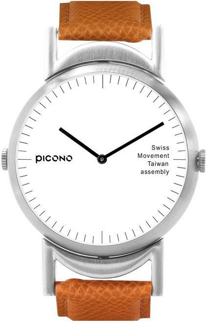 picono Twin系列簡約雙錶面法國真皮錶帶手錶 TN-11901