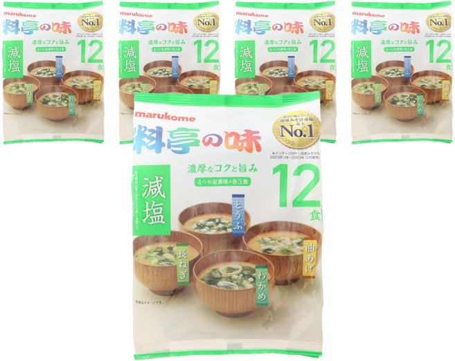 marukome 料亭之味減鹽味噌湯 4種風味 12包組, 5袋