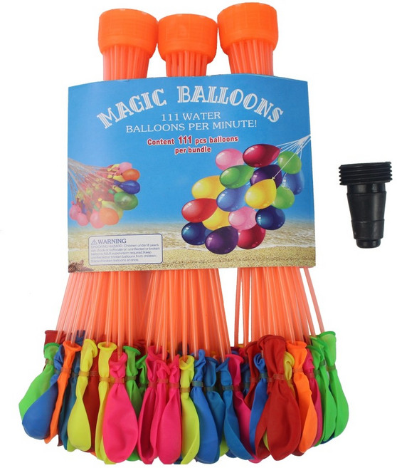 MAGIC BALLOONS 快速灌水球神器 3束入(共約111顆) 丟水球, 1個, 混色