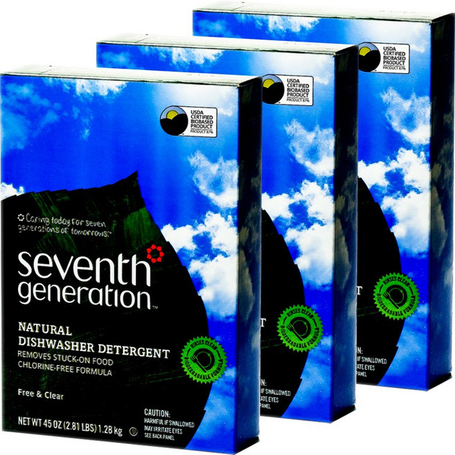 Seventh GENERATION 淨七代 洗碗機用廚房洗碗精, 3個, 1.28kg