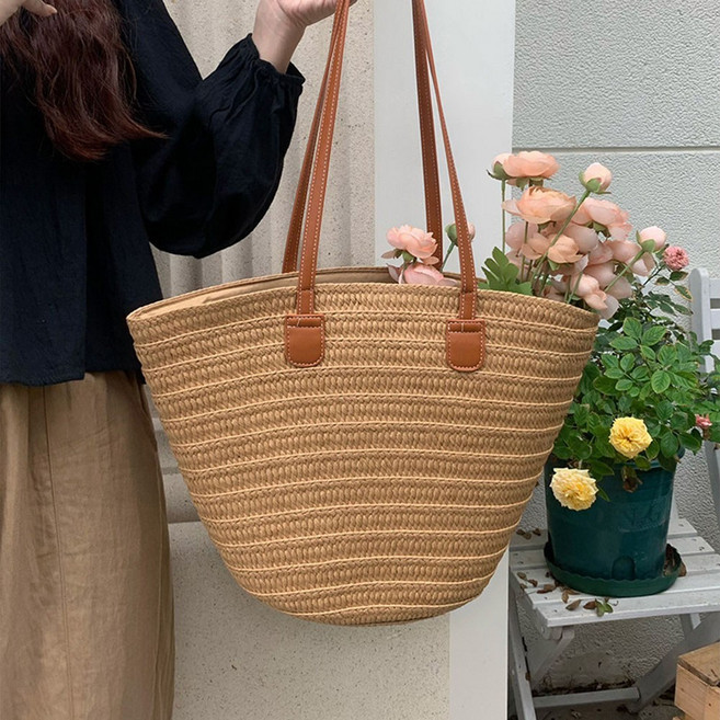 MISUE 大容量草編沙灘包