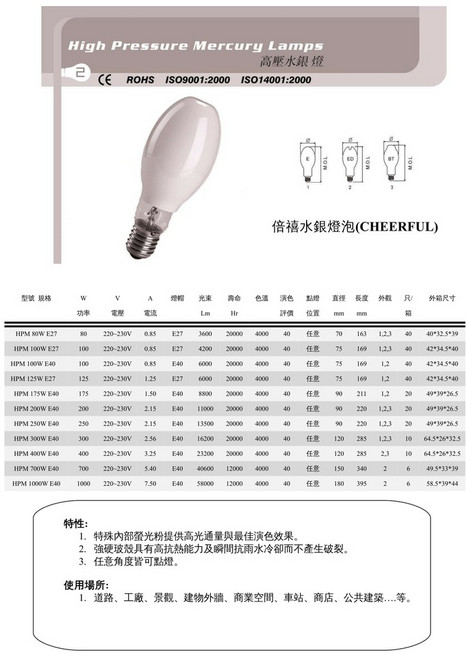 HIBEAM 700W 水銀燈泡 E40 高亮度 道路 工廠 照明, 白色, 1個