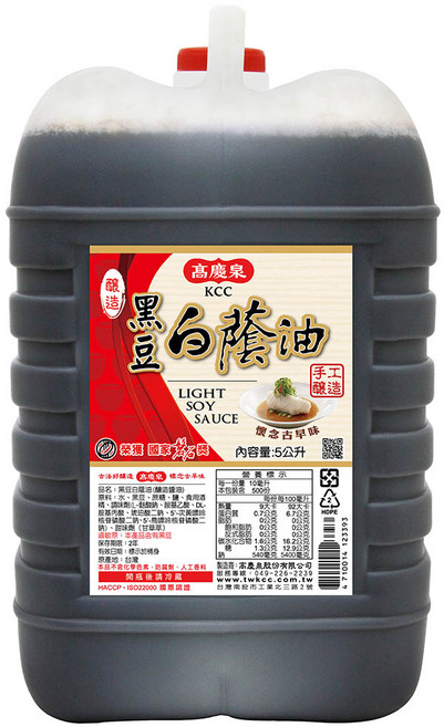 高慶泉 黑豆白蔭油 5L (公司直售) 古法釀造 懷舊古早味, 1個