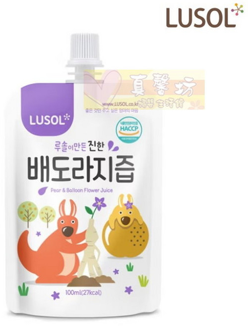 LUSOL 韓國嬰幼兒雪梨桔梗汁 (六個月以上) - 天然無添加 寶寶健康飲品, 1個裝, 100ml
