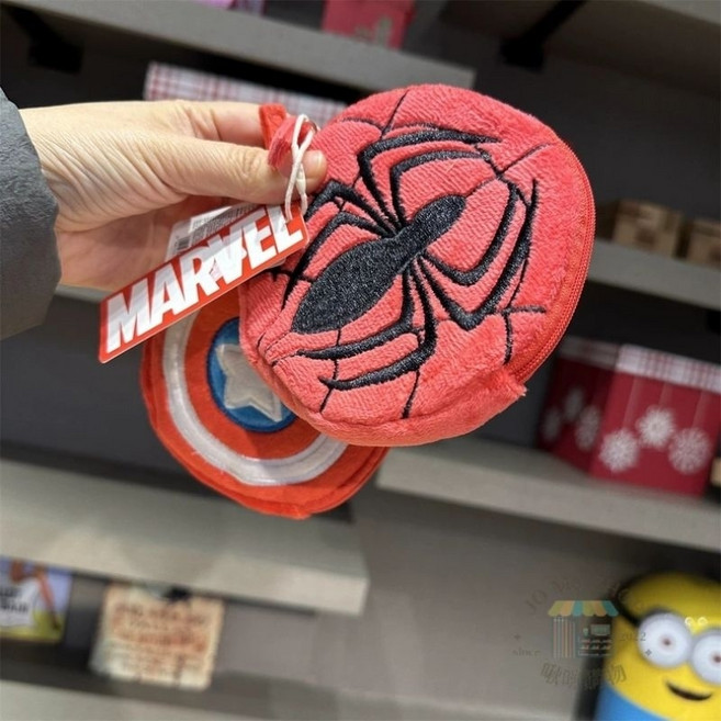 Marvel 漫威 蜘蛛人 美國隊長 絨布刺繡便攜零錢包