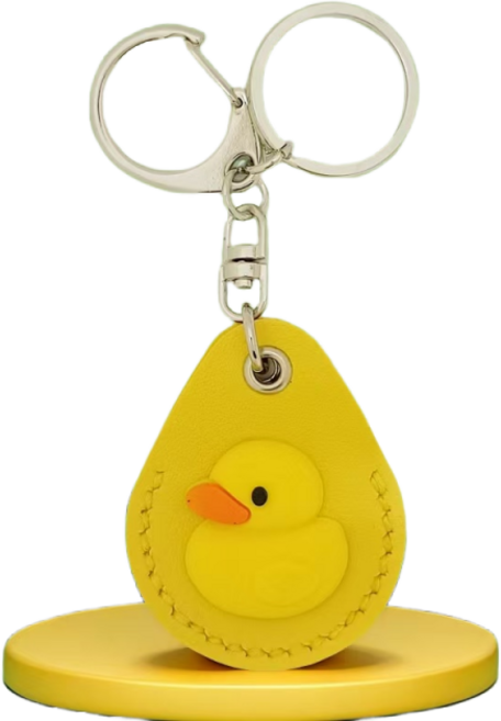 小黃鴨立體造型皮革悠遊卡鑰匙圈 (內含可記名悠遊卡), 1個, 1#淺綠色皮革