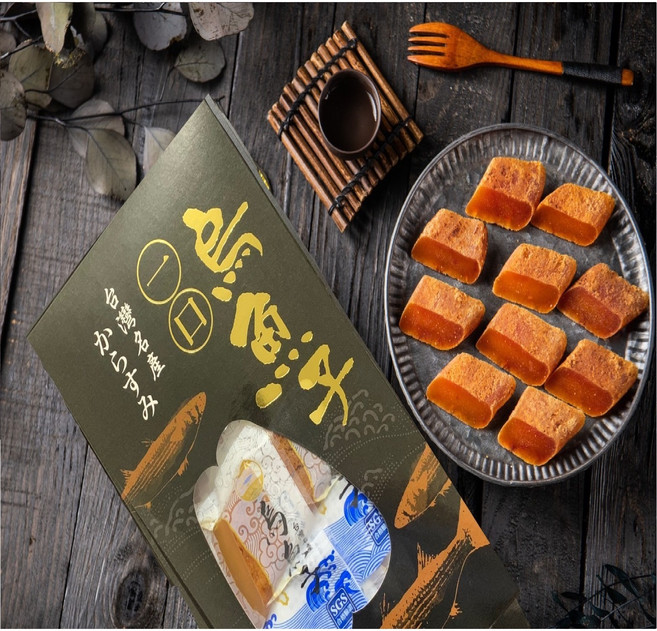 卡拉小舖 一口烏魚子 黑色厚切禮盒 (台灣特產 海鮮零食 伴手禮), 1盒裝, 230公克