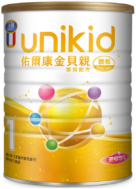 unikid 佑爾康 金貝親嬰兒配方 親和Premium 1號, 850g, 1罐