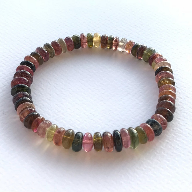 彩色碧璽盤珠手鍊 Tourmaline 多彩寶石手串