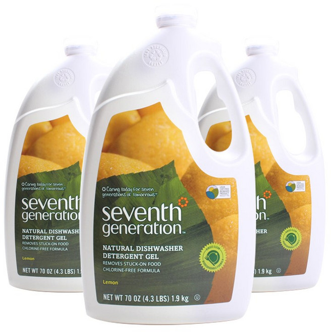 Seventh GENERATION 淨七代 洗碗機專用廚房洗碗精 檸檬香, 3個, 1.9kg