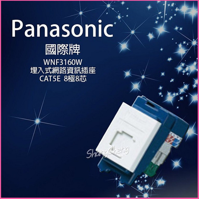Panasonic 國際牌 NRF3160W 埋入式網路資訊插座 CAT5E 8極8芯 網路線 - 穩定傳輸 簡約美觀, 藍色, 1個