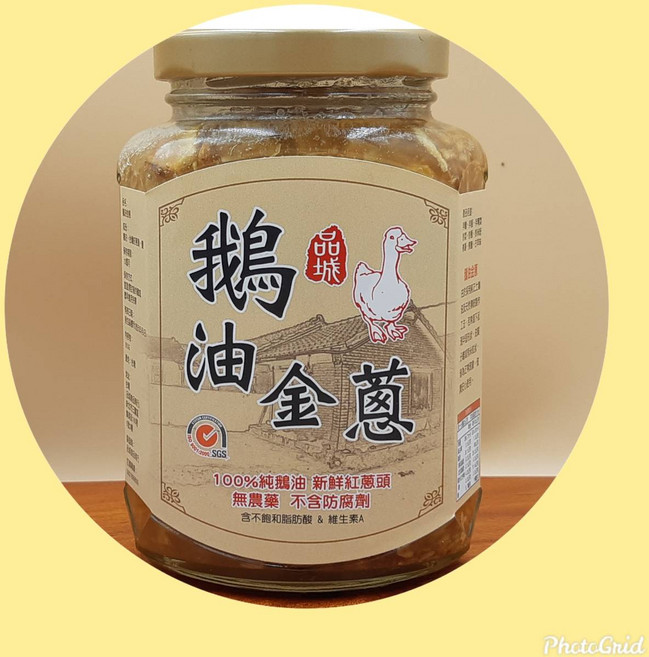 品城 鵝油金蔥，純鵝油與新鮮紅蔥頭，無農藥、無防腐劑，350g, 350g, 1個