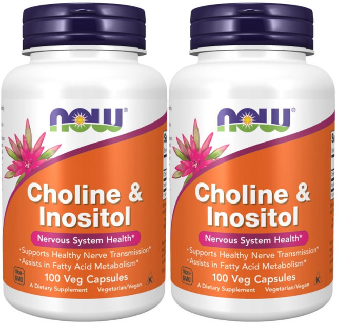 NOW Foods 膽鹼&肌醇膠囊, 100顆, 2罐