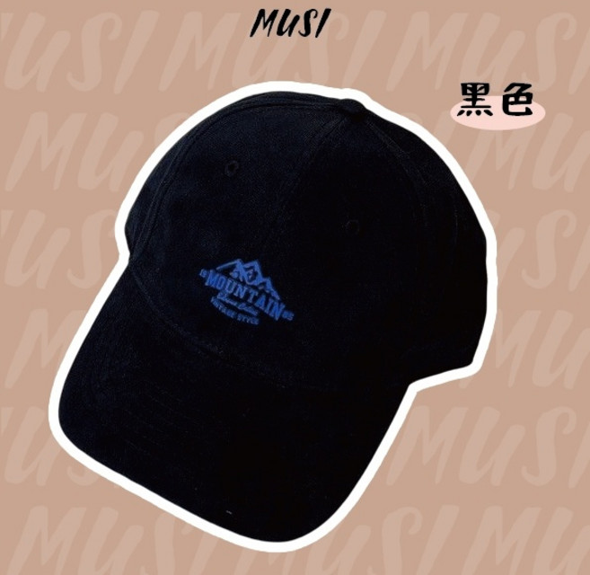 MUSI 簡約刺繡鴨舌帽 復古老帽 男女情侶款 多色遮陽棒球帽