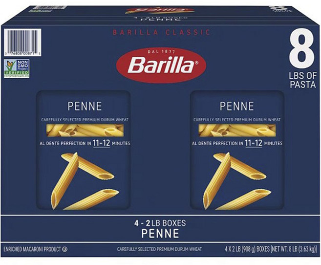 Barilla 百味來 筆管麵 4入, 3.63kg, 1個