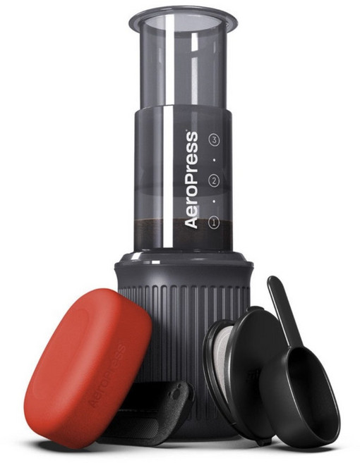 AeroPress 愛樂壓 GO 旅行版 便攜咖啡沖泡器 輕巧方便 快速萃取, 1組, 黑