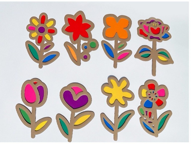 花朵紙板 長光影教學材料包 (含多色玻璃紙), A4 (29*21cm)