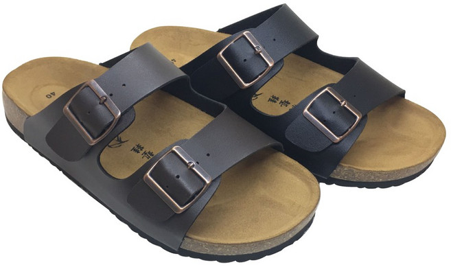 ROOSTER公雞 真皮柏肯拖鞋 精緻手工鞋 基本款二條式扣帶 男生拖鞋 A2359, 黑色, 275