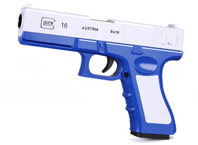 拋殼軟彈手槍A0610 仿真拋殼 軟彈安全 親子互動玩具, 藍白色