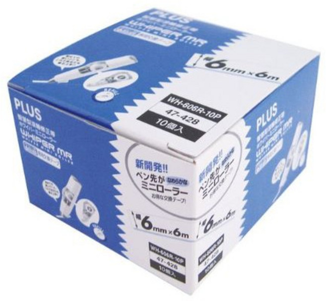 PLUS智慧型滾輪修正內帶10入/盒, 藍, 6*6mm