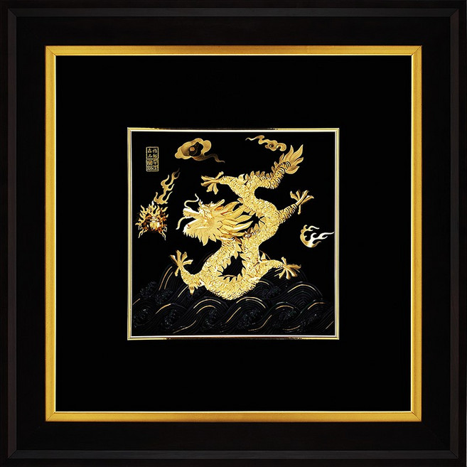開運陶源 雅鑑鑫品 祥龍獻瑞金龍畫 - 純金金箔 飛黃騰達 生意興隆 風水擺飾, 詳見包裝