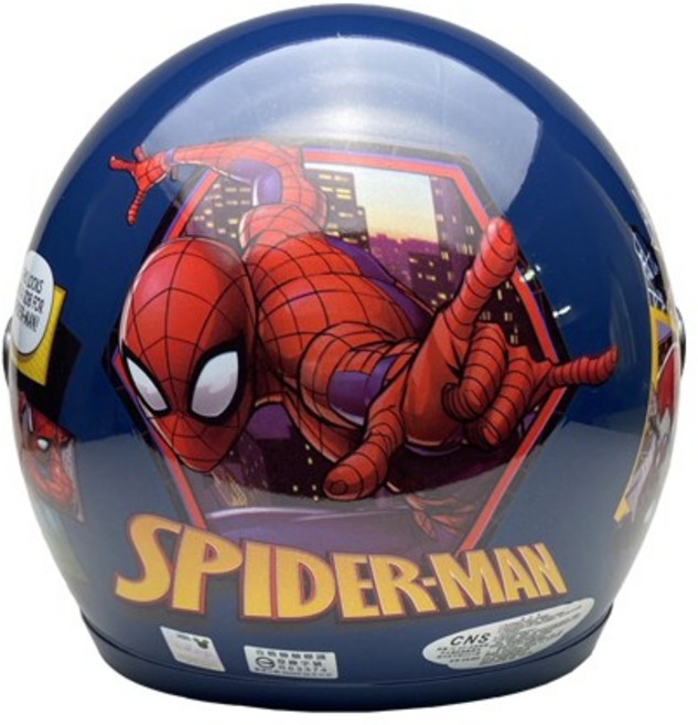 【蜘蛛人2 3/4罩】附鏡片 正版授權 復古安全帽 兒童安全帽 漫威, 亮藍