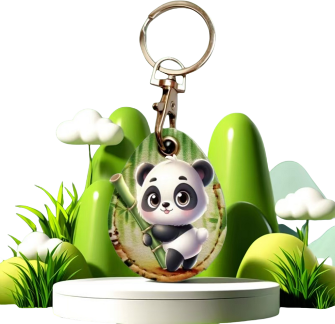 皮革呆萌熊貓悠遊卡鑰匙圈 SD201, 1個, 款式