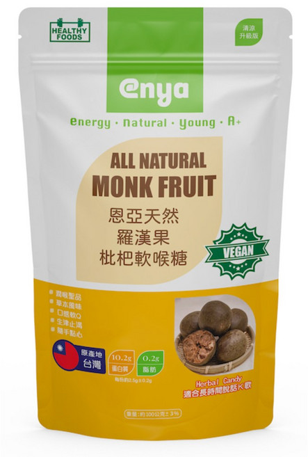enya 恩亞 羅漢果枇杷軟喉糖 清涼升級版, 100g, 1個