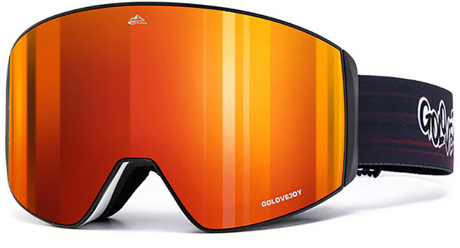 SMT 超廣角磁吸滑雪鏡 可戴眼鏡 REVO鍍膜 防霧高清晰抗UV, 活力橙