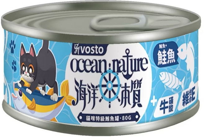 vosto 海洋本質 特級鮪魚貓罐 鮭魚, 1罐, 80g, 鮪魚, 鮭魚