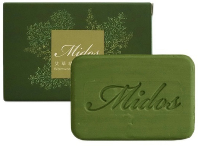 Midos 蜜朵斯 艾草精油淨身皂 台灣製造 淨身除穢, 80g, 1個