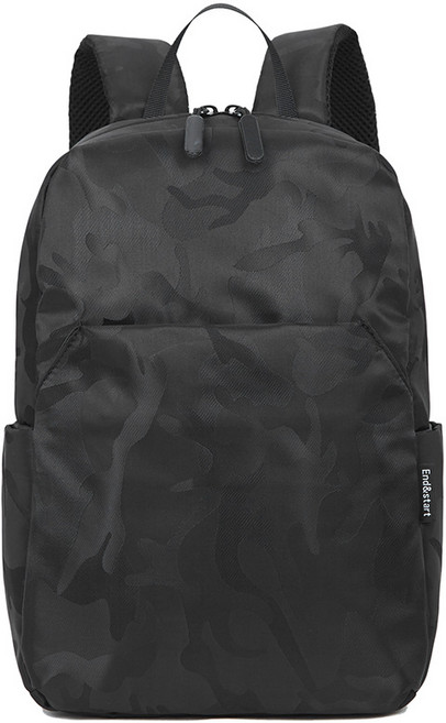 End&Start 小背包 輕巧耐磨 時尚休閒 多隔層收納 學生背包, 黑迷彩