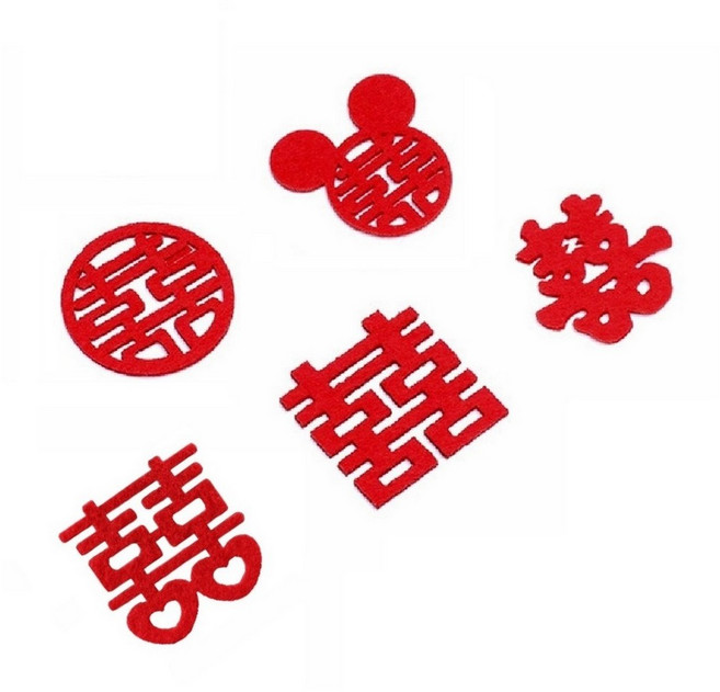 桔比雜貨舖 婚禮囍字貼紙 多尺寸婚房布置喜字貼 5公分桃心囍字30入, I現貨I 5公分桃心囍字【30個】