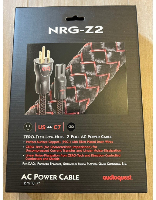 AudioQuest NRG-Z2 8字電源線 適用於DAC、喇叭、遊戲機, 1個, 2m
