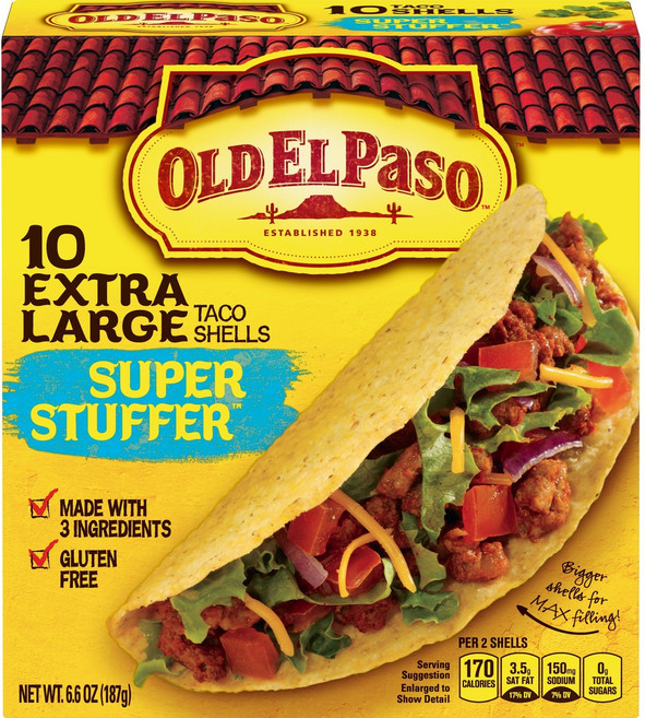 Old El Paso Super Stuffer無麩質塔可餅 XL, 1盒, 187g