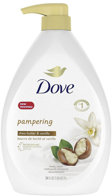 Dove 多芬 溫和絲柔乳木果油香草沐浴露, 1瓶, 1L