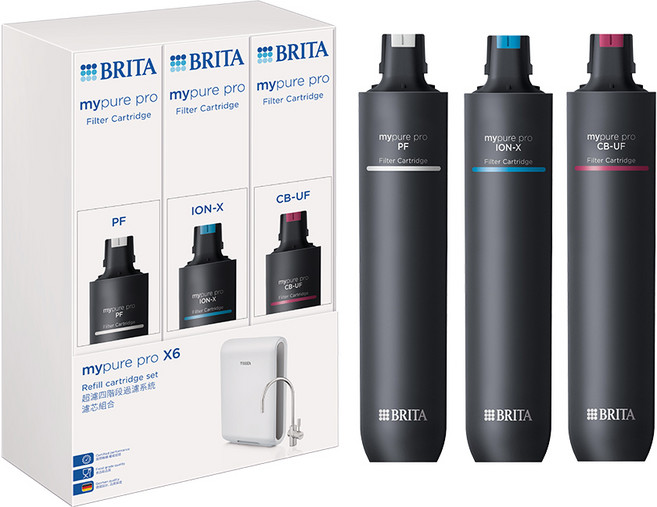 BRITA mypure pro X6 濾芯組, 黑色, 3入